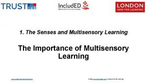 1 The Senses and Multisensory Learning The Importance