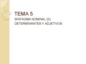 TEMA 5 SINTAGMA NOMINAL II DETERMINANTES Y ADJETIVOS