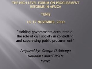 Public procurement oversight advisory board