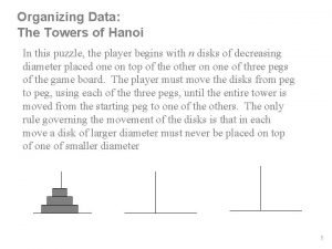 Organizing Data The Towers of Hanoi In this