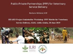 PublicPrivate Partnerships PPP for Veterinary Service Delivery Barbara