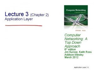 Lecture 3 Chapter 2 Application Layer Computer Networking