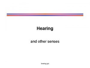 Hearing and other senses hearing ppt Sound Sound