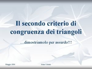 Secondo criterio di congruenza dei triangoli