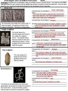 Archeologists notes on Artifacts from Sumer Name Directions