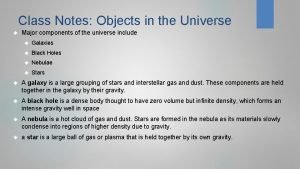 Components of the universe notes