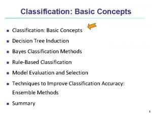 Classification Basic Concepts n Decision Tree Induction n