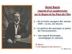 Ren Bazin regards dun acadmicien sur le Bugey