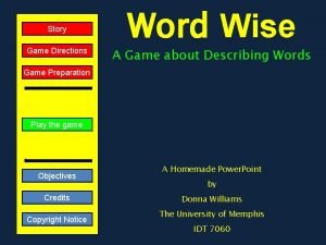Story Game Directions Word Wise A Game about
