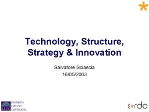 Technology Structure Strategy Innovation Salvatore Sciascia 16052003 Section