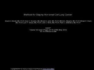 Methods for Staging Nonsmall Cell Lung Cancer Gerard