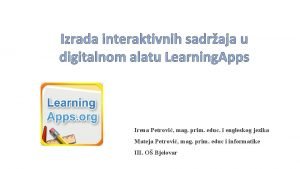 Izrada interaktivnih sadraja u digitalnom alatu Learning Apps