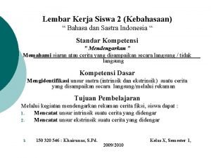 Lembar Kerja Siswa 2 Kebahasaan Bahasa dan Sastra