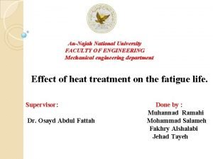 AnNajah National University FACULTY OF ENGINEERING Mechanical engineering