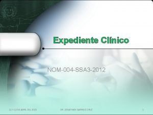 Expediente Clnico NOM004 SSA 3 2012 11 Y