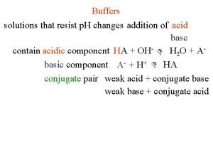 Buffers solutions that resist p H changes addition