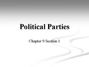 Political Parties Chapter 9 Section 1 Political Parties