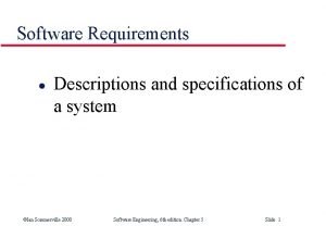 Structured specification