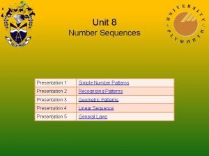 Unit 8 Number Sequences Presentation 1 Simple Number