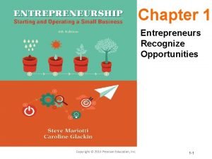 Chapter 1 Entrepreneurs Recognize Opportunities Copyright 2016 Pearson