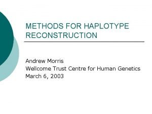 METHODS FOR HAPLOTYPE RECONSTRUCTION Andrew Morris Wellcome Trust