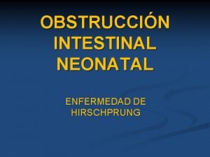 OBSTRUCCIN INTESTINAL NEONATAL ENFERMEDAD DE HIRSCHPRUNG GENERALIDADES Definicin