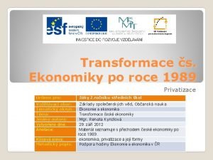 Transformace české ekonomiky po roce 1989