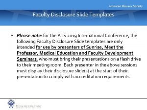 Disclosure slide for medical presentation