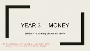 YEAR 3 MONEY Session 4 subtracting pounds and