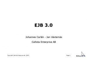 EJB 3 0 Johannes Carln Jan Vsterns Callista