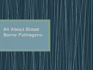 All About Blood Borne Pathogens What are blood