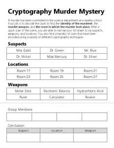 Cryptography murder mystery