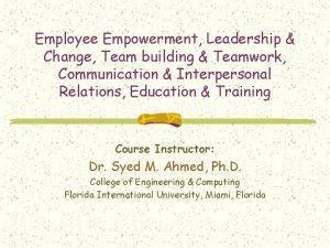 Employee Empowerment Leadership Change Team building Teamwork Communication