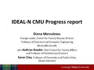 IDEALN CMU Progress report Diana Marculescu Change Leader