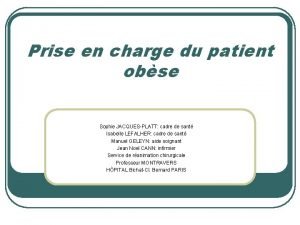 Prise en charge du patient obse Sophie JACQUESPLATT