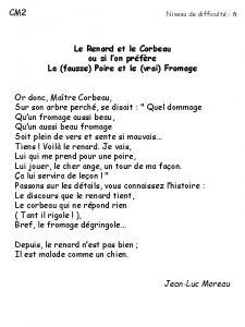 Le corbeau et le renard poesie