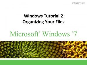 Windows Tutorial 2 Organizing Your Files Microsoft Windows