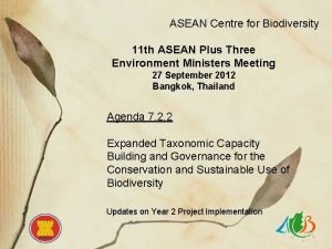 ASEAN Centre for Biodiversity 11 th ASEAN Plus