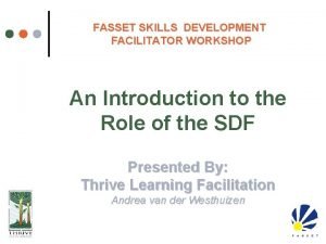 Skills development facilitator