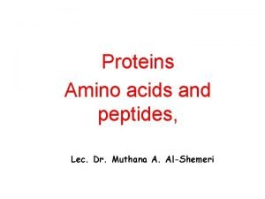 Proteins Amino acids and peptides Lec Dr Muthana