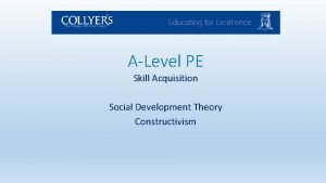 ALevel PE Skill Acquisition Social Development Theory Constructivism