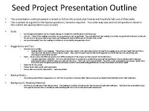 Project presentation outline
