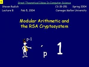 Great Theoretical Ideas In Computer Science Steven Rudich