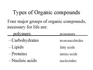 Four major groups of organic compounds