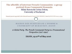 The afterlife of interwar French Communists a group