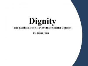 Dignity its essential role in resolving conflict