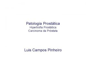 Patologia Prosttica Hipertrofia Prosttica Carcinoma da Prstata Luis