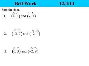 Bell Work Find the slope 12414 Yesterdays Homework