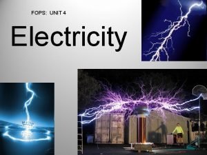 FOPS UNIT 4 Electricity 1 Mini Objectives 1
