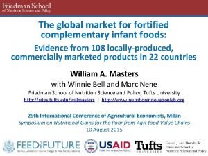 The global market fortified complementary infant foods Evidence